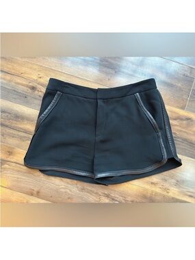 Rag & Bone Leather Trim Shorts Black Size 2 Luxe Minimalist USA
